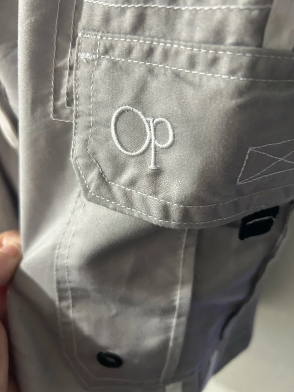 OP Men’s Black, White & Gray Striped Swim Trunks - Picture 4 of 4